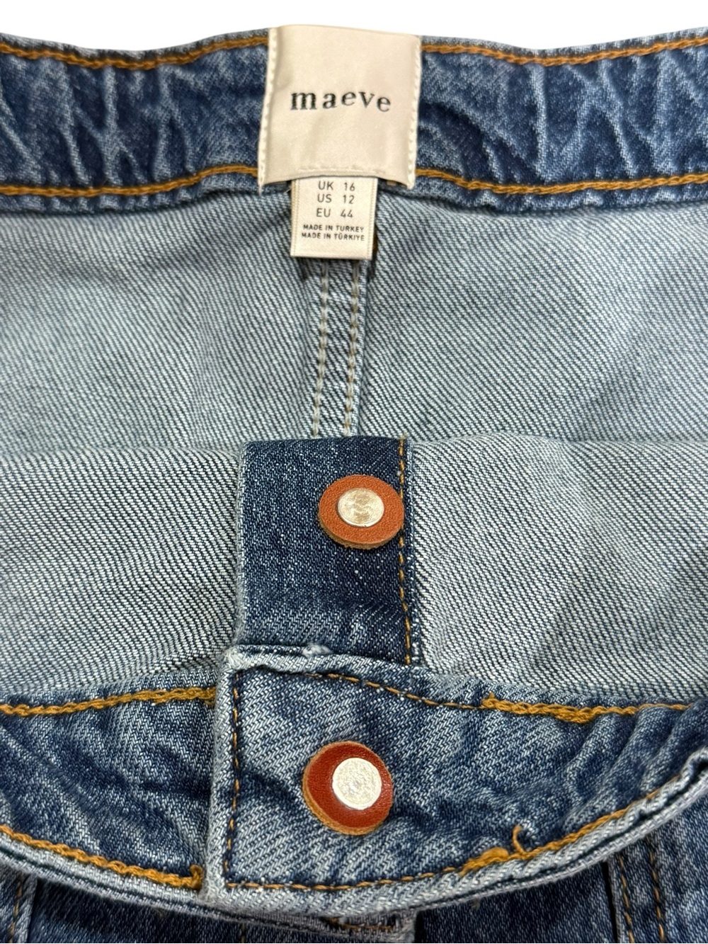 Maeve Anthropologie Denim Button Front Mini Skirt Women’s Tagged 12 Runs Small - Picture 4 of 4
